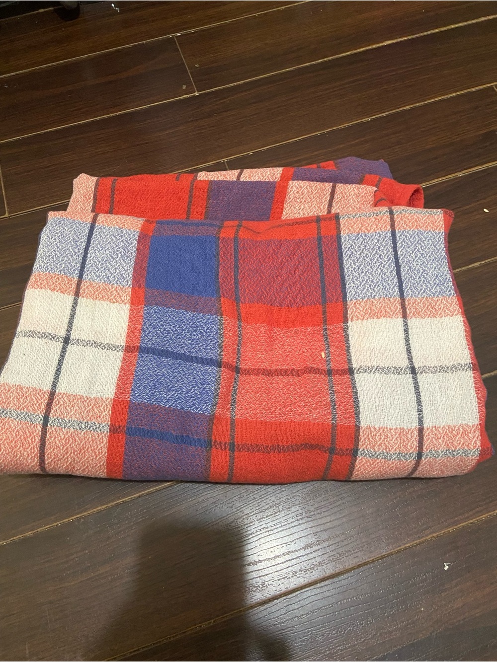 Red Plaid Linen Woven Sheet  102 X 72”